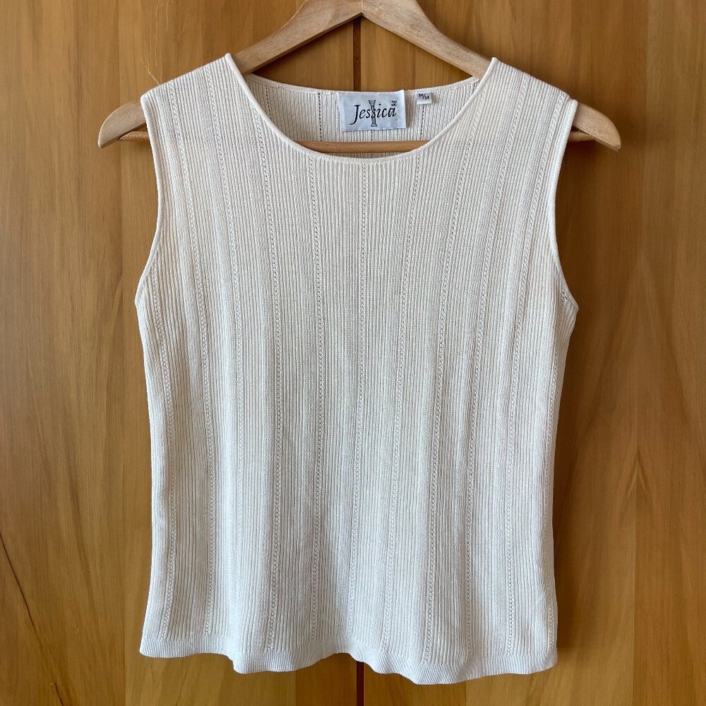 Jessica Cream Ribbed Knit Tank Top